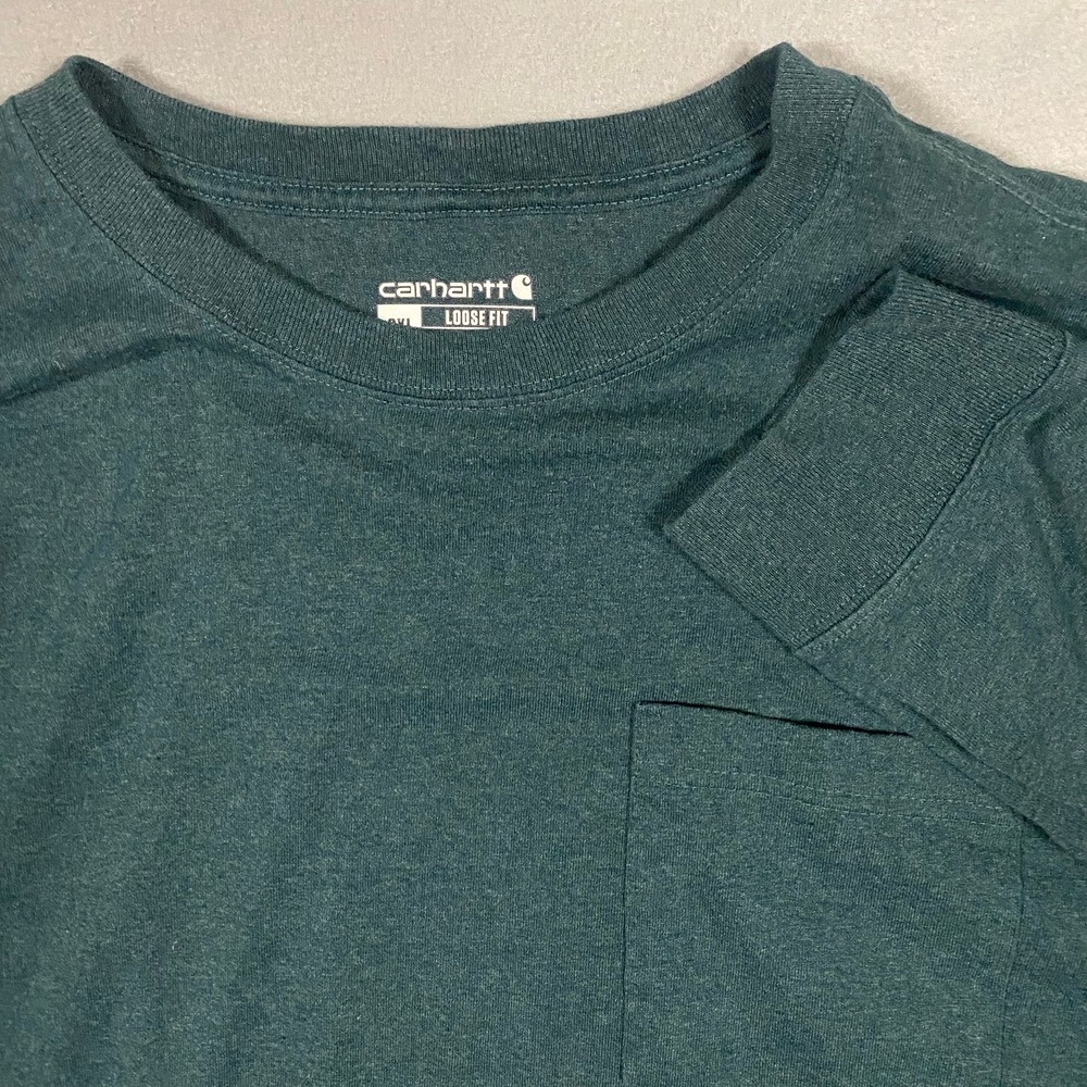 Carhartt Loose Fit Long Sleeve Mens 3XL Pocket T-Shirt Dark Green